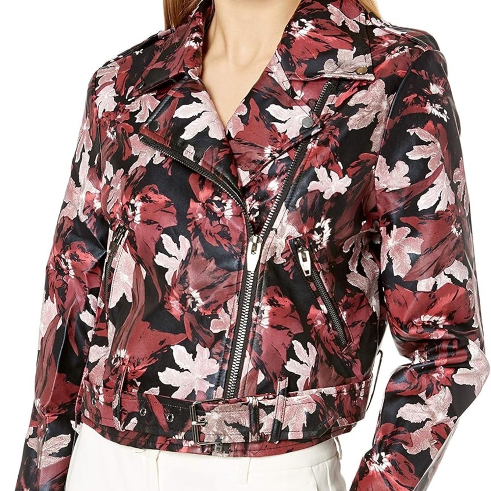 Black pink and wine floral Women's Jacket